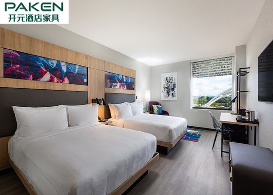 Set Kamar Tidur Hotel Veneer Alami Perabotan Longgar + Perabotan Tetap Kepala Tempat Tidur Besar