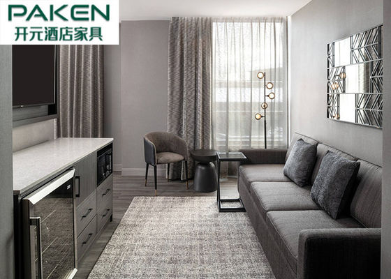 All Black Hotel Bedroom Furniture Sets Deep Hue Grey Tinted Ash Tree Veneer Classic Luxury