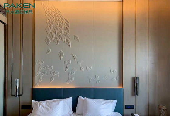 Interior Hotel Mewah Kamar Tidur Perabotan Tetap Panel Dinding Kayu